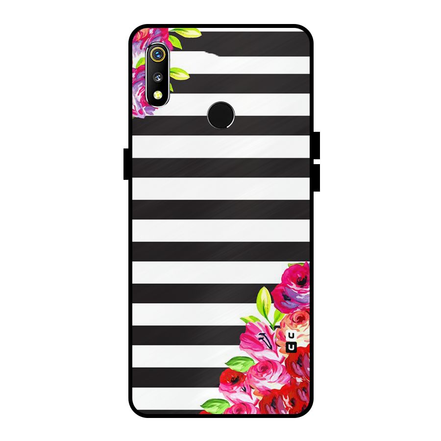 Floral Stripes Metal Back Case for Realme 3i