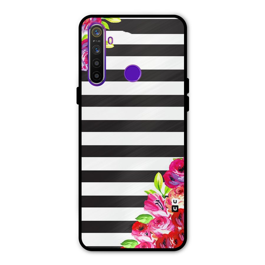 Floral Stripes Metal Back Case for Realme 5i