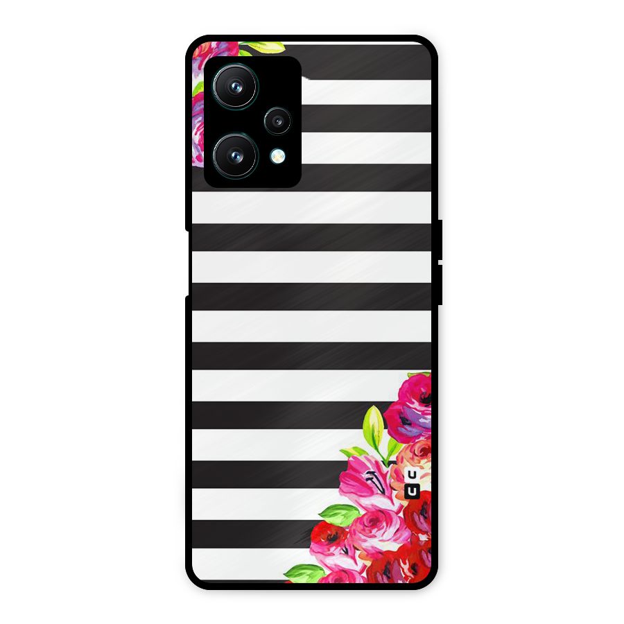 Floral Stripes Metal Back Case for Realme 9 Pro 5G