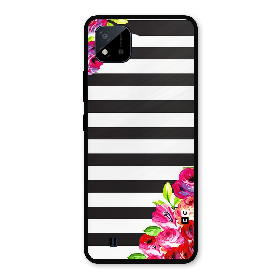 Floral Stripes Metal Back Case for Realme C11 2021