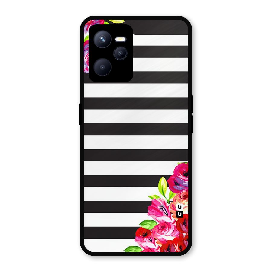 Floral Stripes Metal Back Case for Realme C35