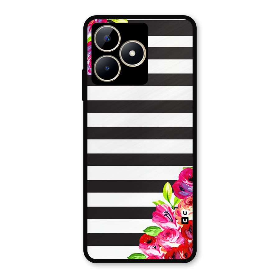 Floral Stripes Metal Back Case for Realme C53