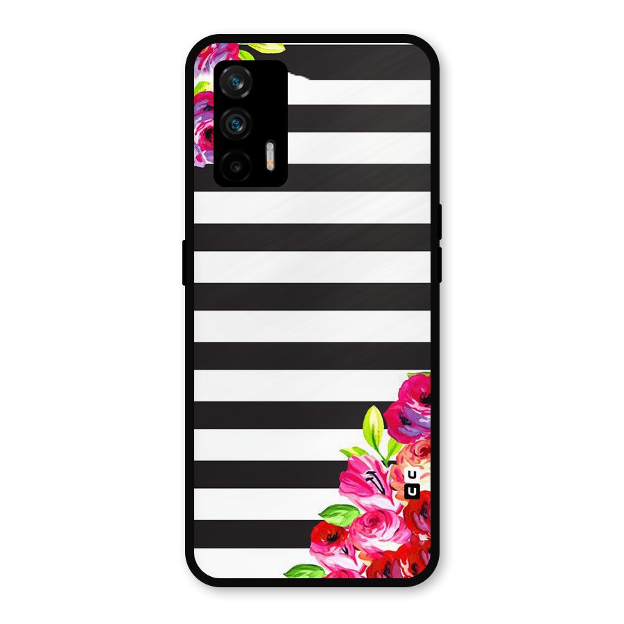 Floral Stripes Metal Back Case for Realme GT 5G