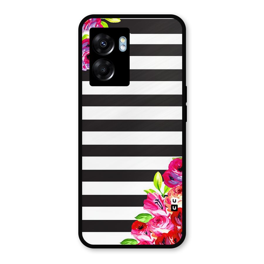 Floral Stripes Metal Back Case for Realme Narzo 50 5G