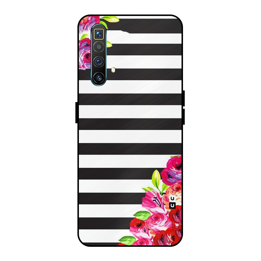 Floral Stripes Metal Back Case for Realme X3 SuperZoom