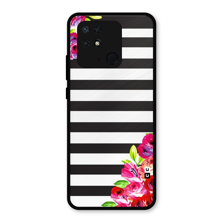 Floral Stripes Metal Back Case for Redmi 10 Power