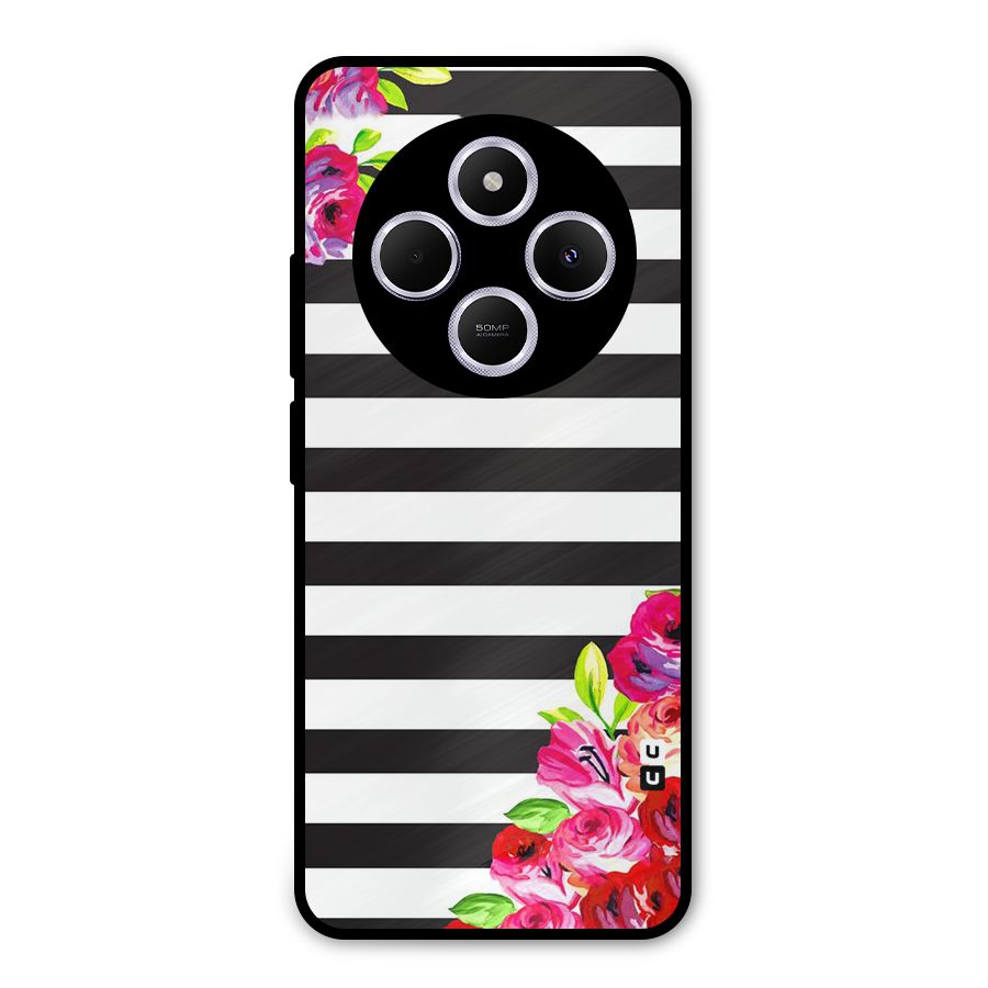 Floral Stripes Metal Back Case for Redmi 14C