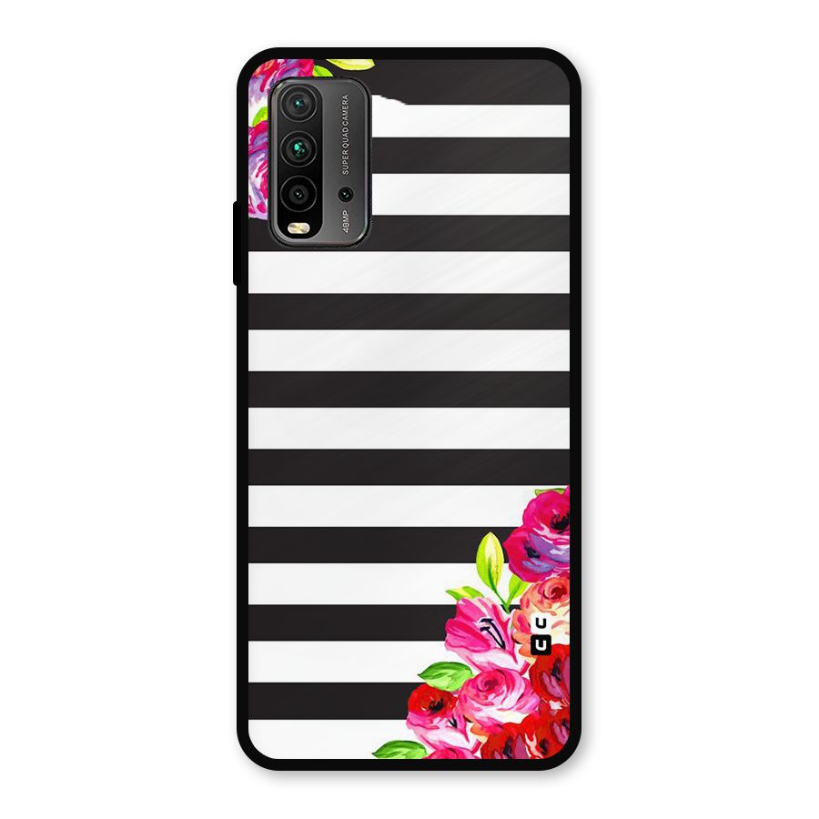 Floral Stripes Metal Back Case for Redmi 9 Power