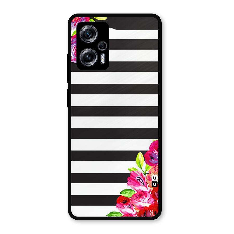 Floral Stripes Metal Back Case for Redmi K50i