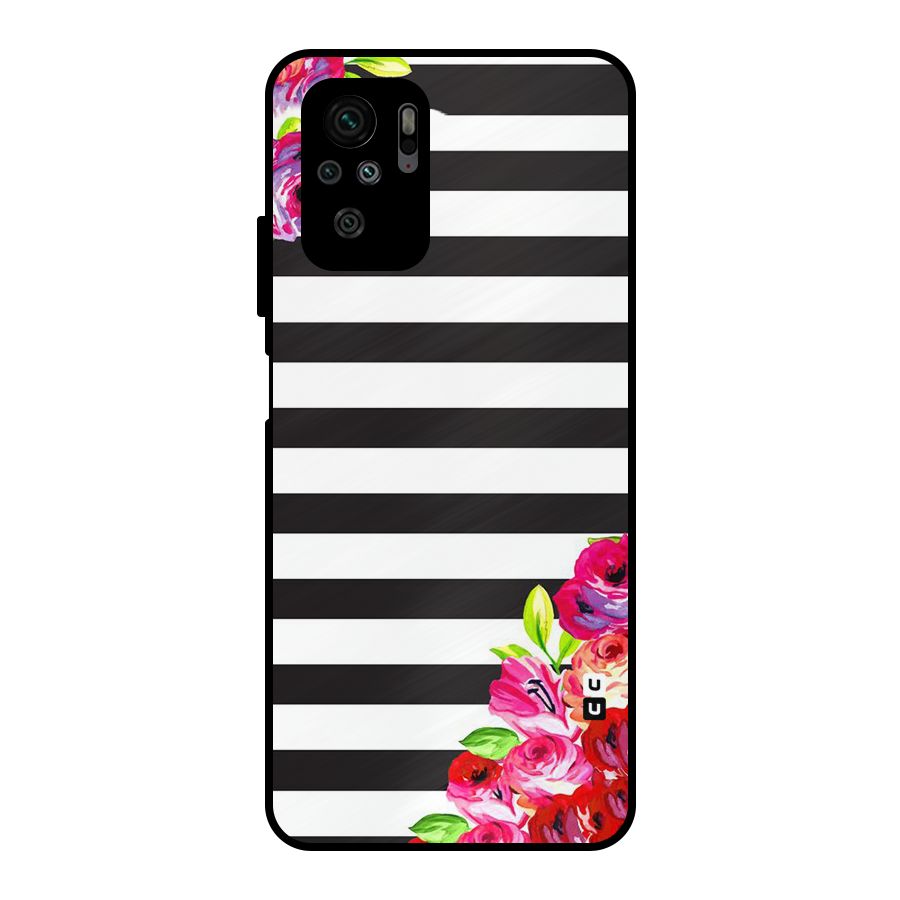 Floral Stripes Metal Back Case for Redmi Note 10S