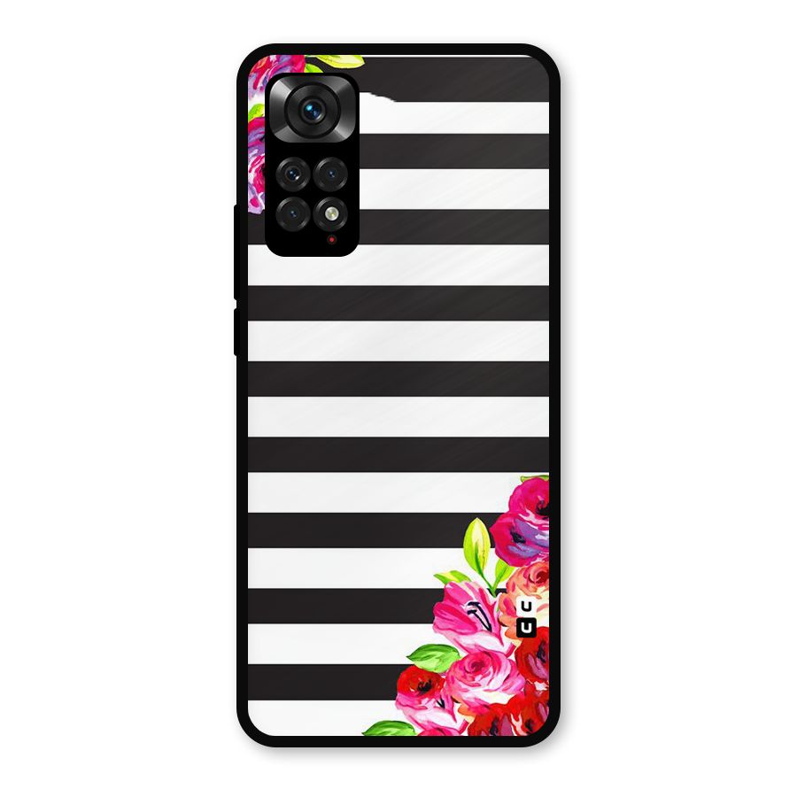 Floral Stripes Metal Back Case for Redmi Note 11s