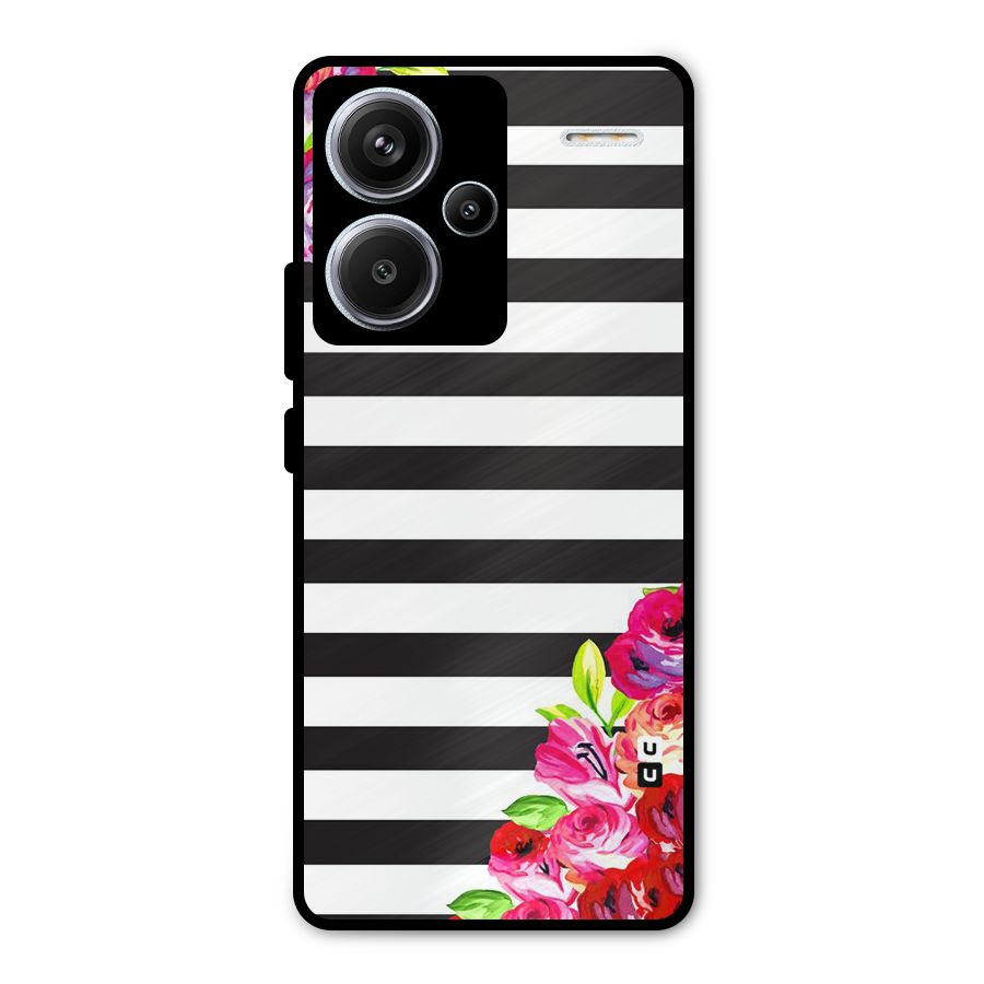 Floral Stripes Metal Back Case for Redmi Note 13 Pro Plus