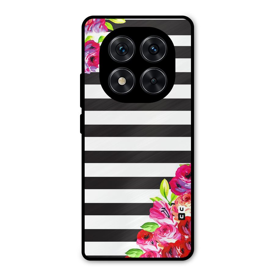 Floral Stripes Metal Back Case for Redmi Note 14 Pro 5G