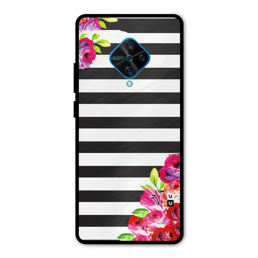 Floral Stripes Metal Back Case for Vivo S1 Pro
