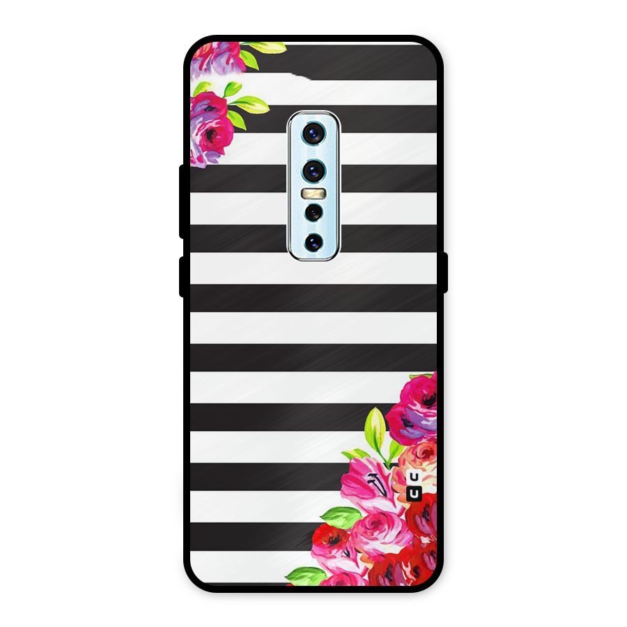 Floral Stripes Metal Back Case for Vivo V17 Pro
