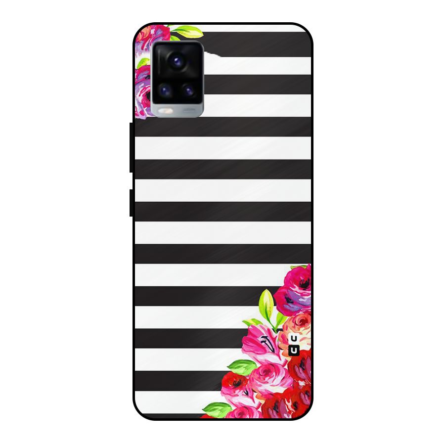 Floral Stripes Metal Back Case for Vivo V20