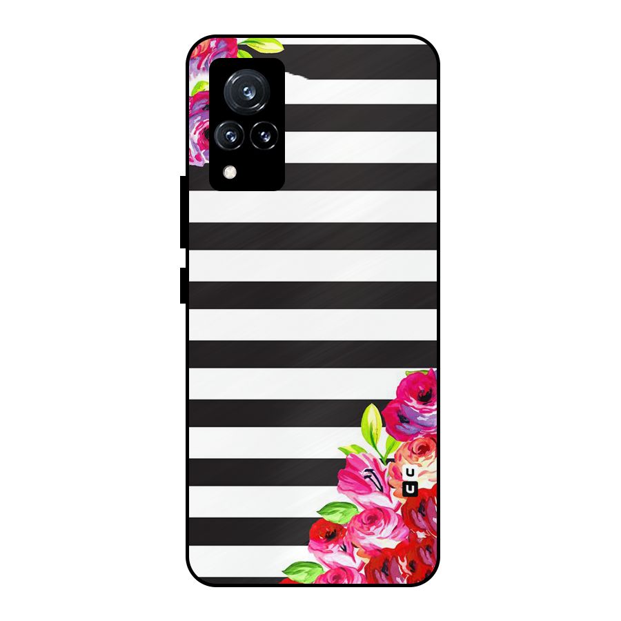 Floral Stripes Metal Back Case for Vivo V21 5G