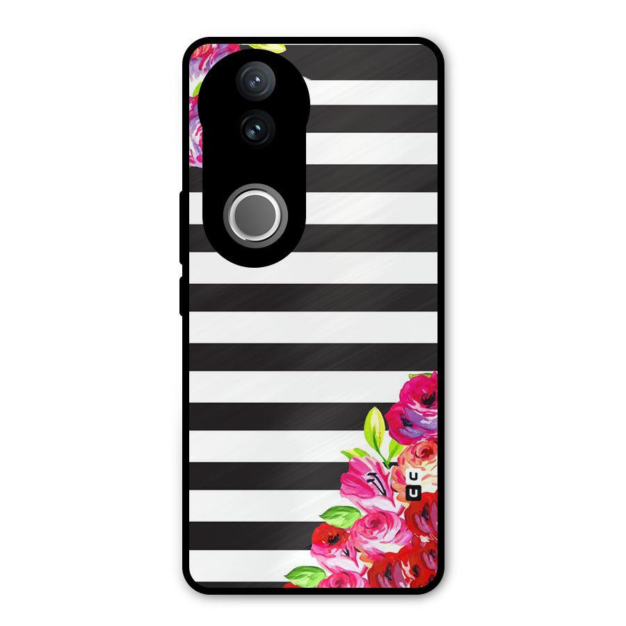 Floral Stripes Metal Back Case for Vivo V50e