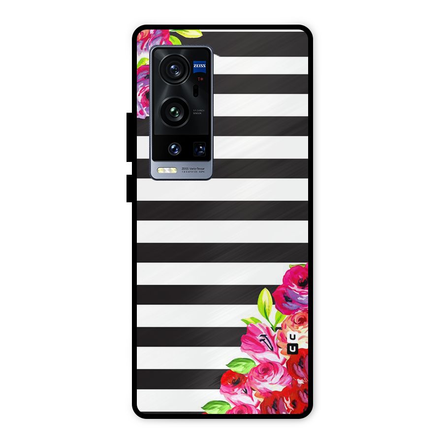 Floral Stripes Metal Back Case for Vivo X60 Pro Plus