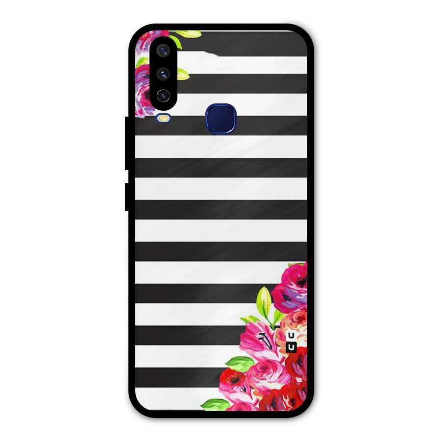 Floral Stripes Metal Back Case for Vivo Y12