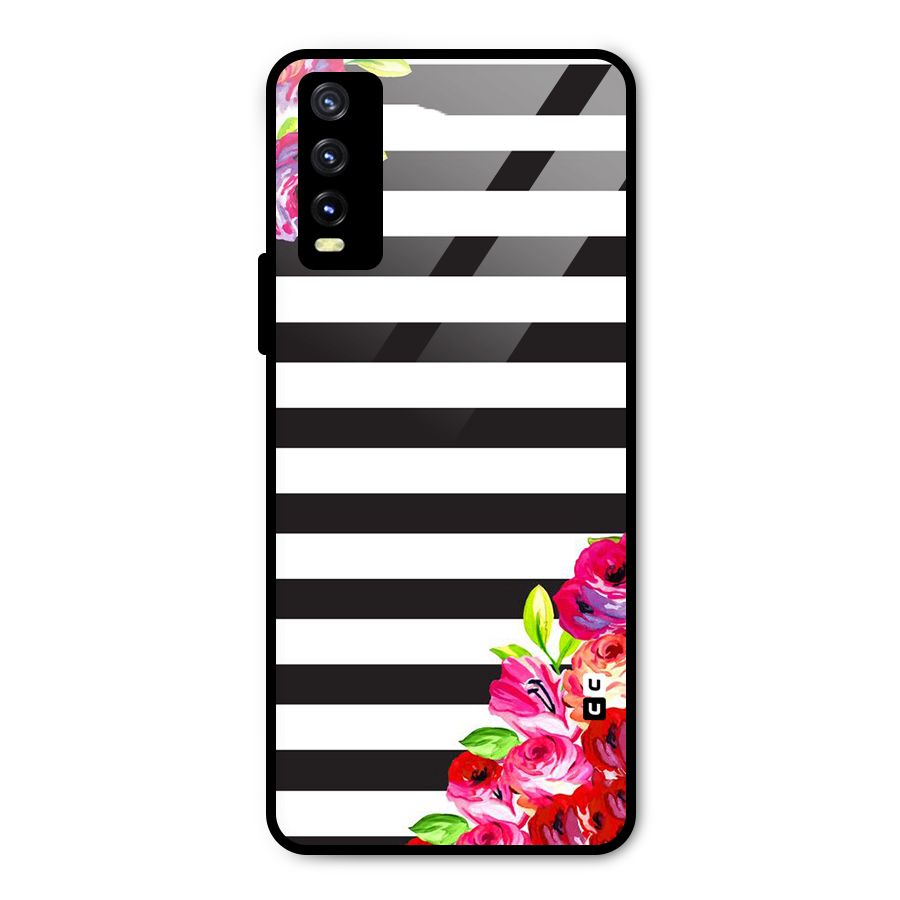 Floral Stripes Metal Back Case for Vivo Y20