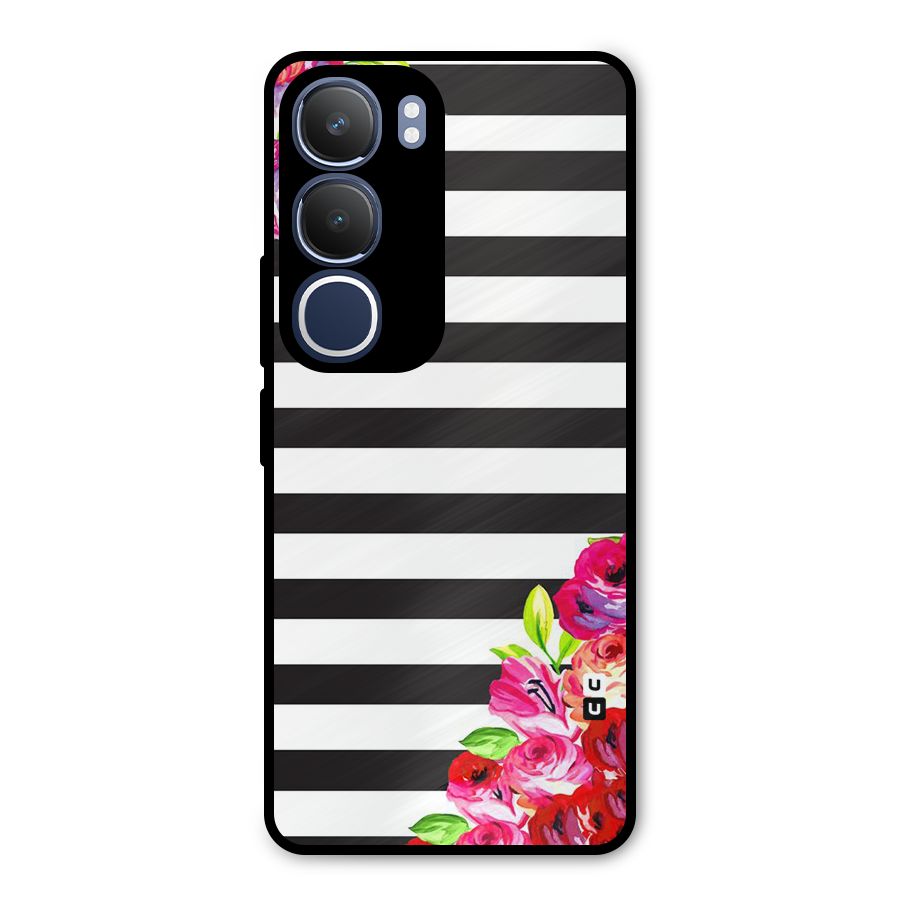 Floral Stripes Metal Back Case for Vivo Y29