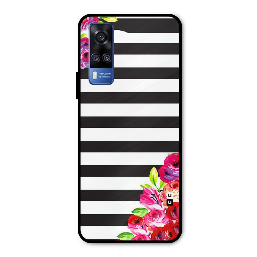 Floral Stripes Metal Back Case for Vivo Y31