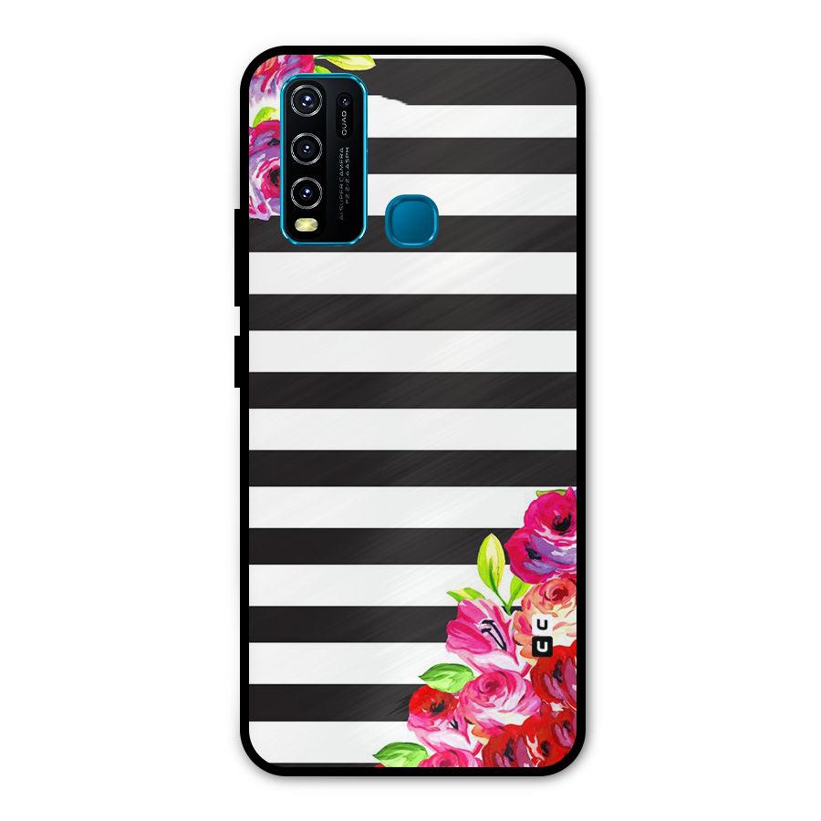 Floral Stripes Metal Back Case for Vivo Y50