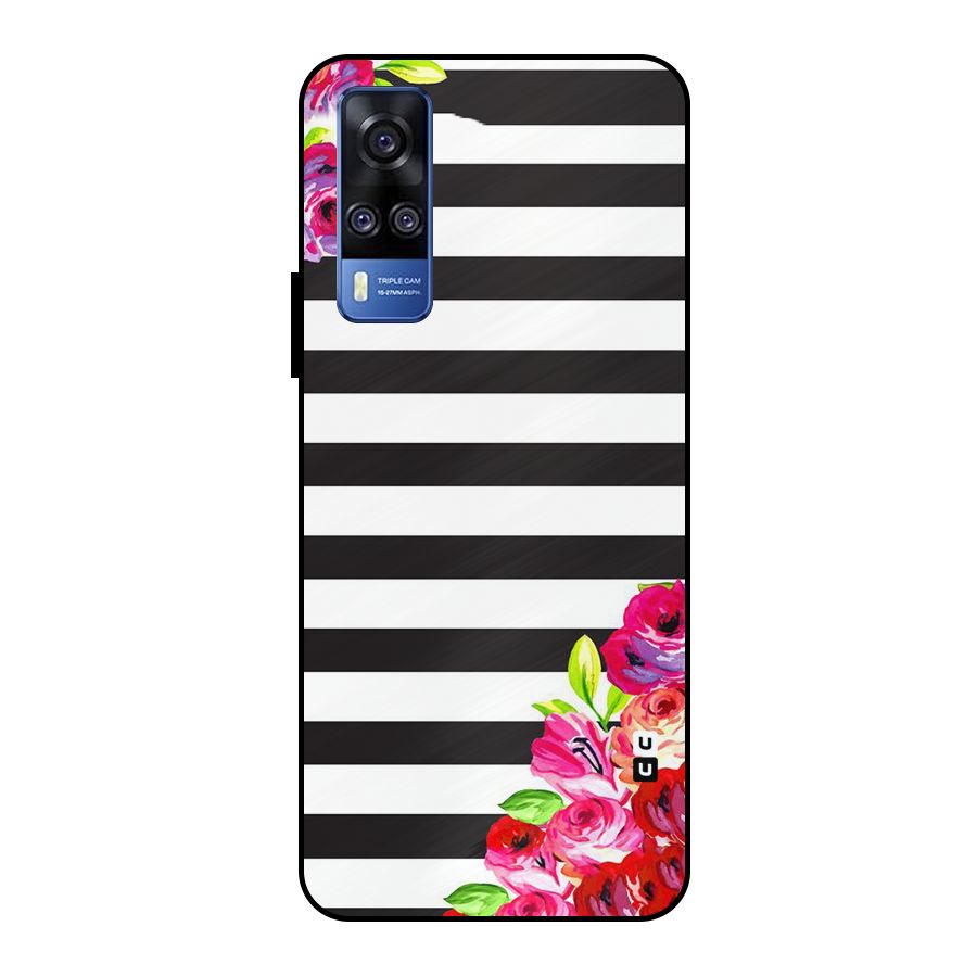 Floral Stripes Metal Back Case for Vivo Y51