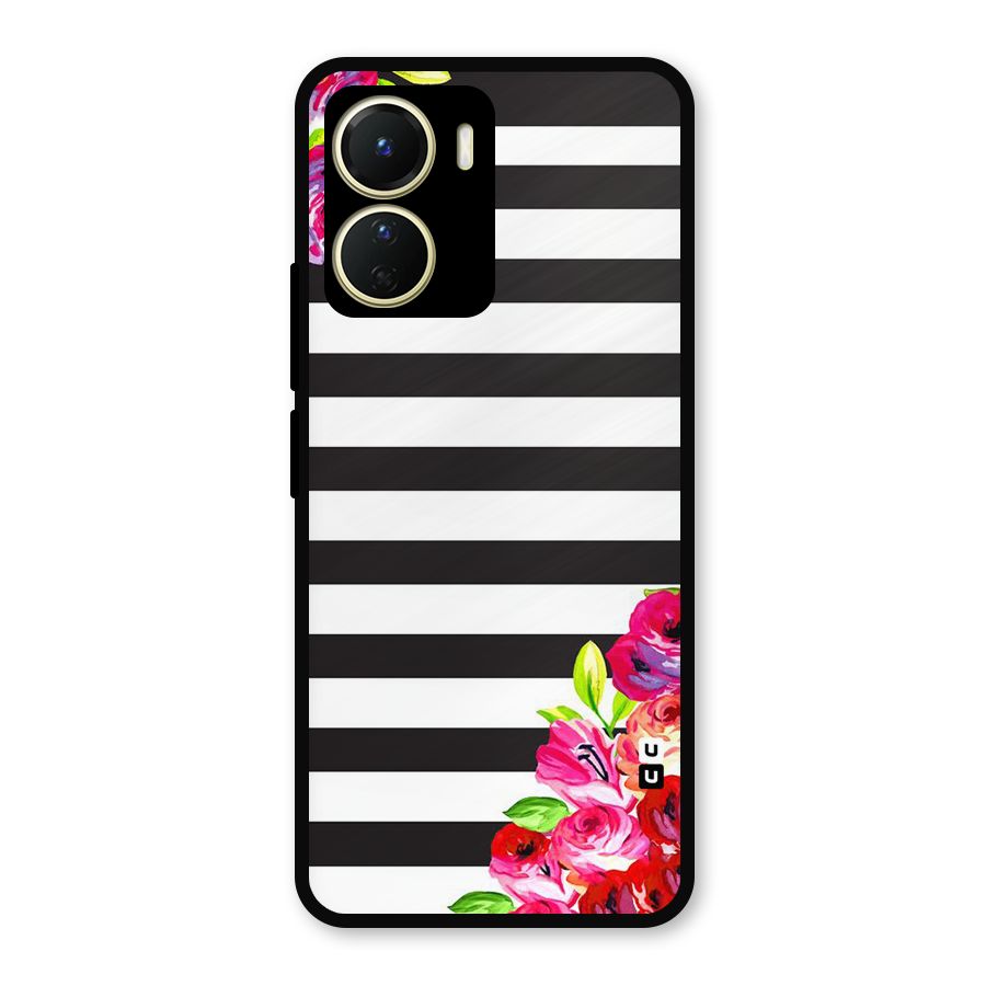 Floral Stripes Metal Back Case for Vivo Y56