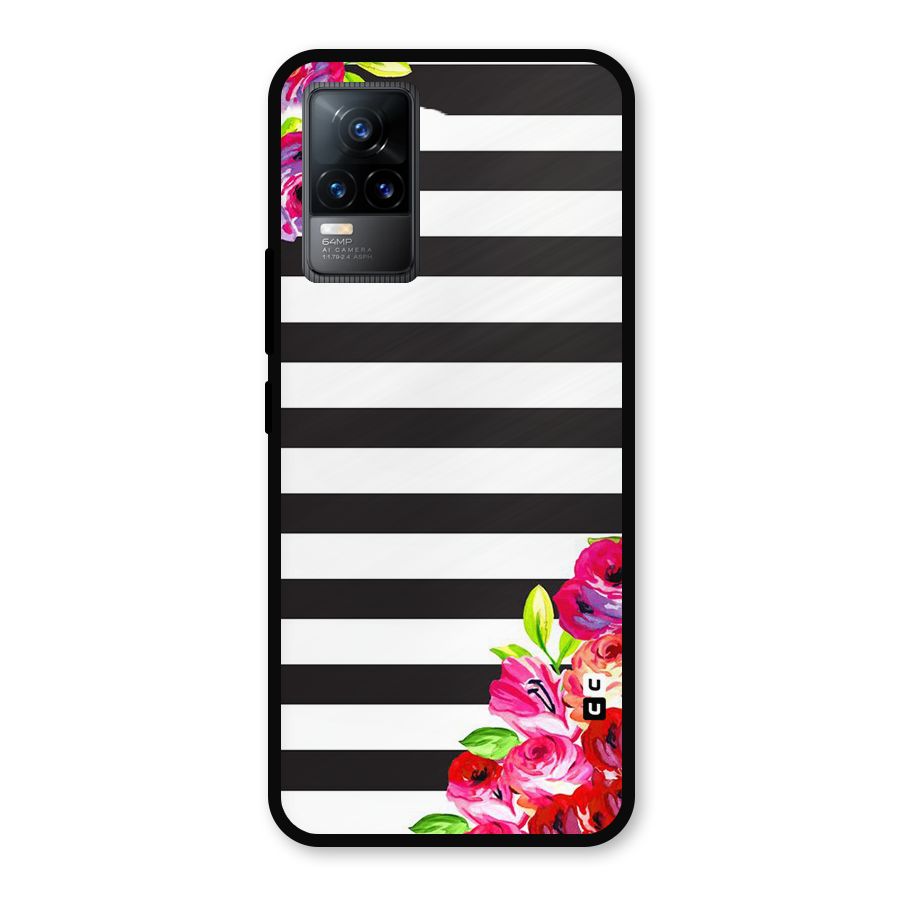 Floral Stripes Metal Back Case for Vivo Y73