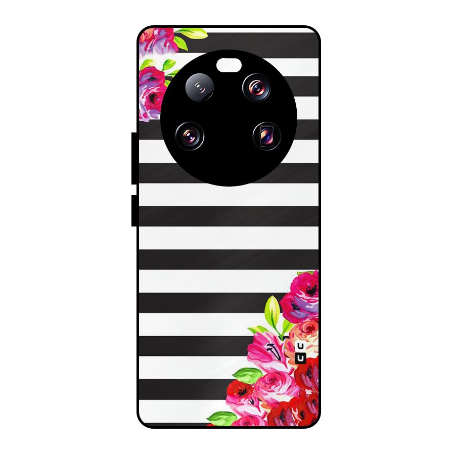 Floral Stripes Metal Back Case for Xiaomi 13 Ultra