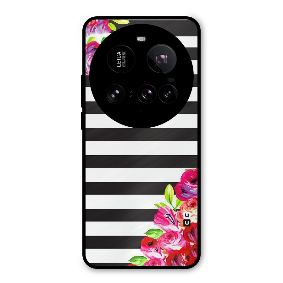 Floral Stripes Metal Back Case for Xiaomi 15 Ultra