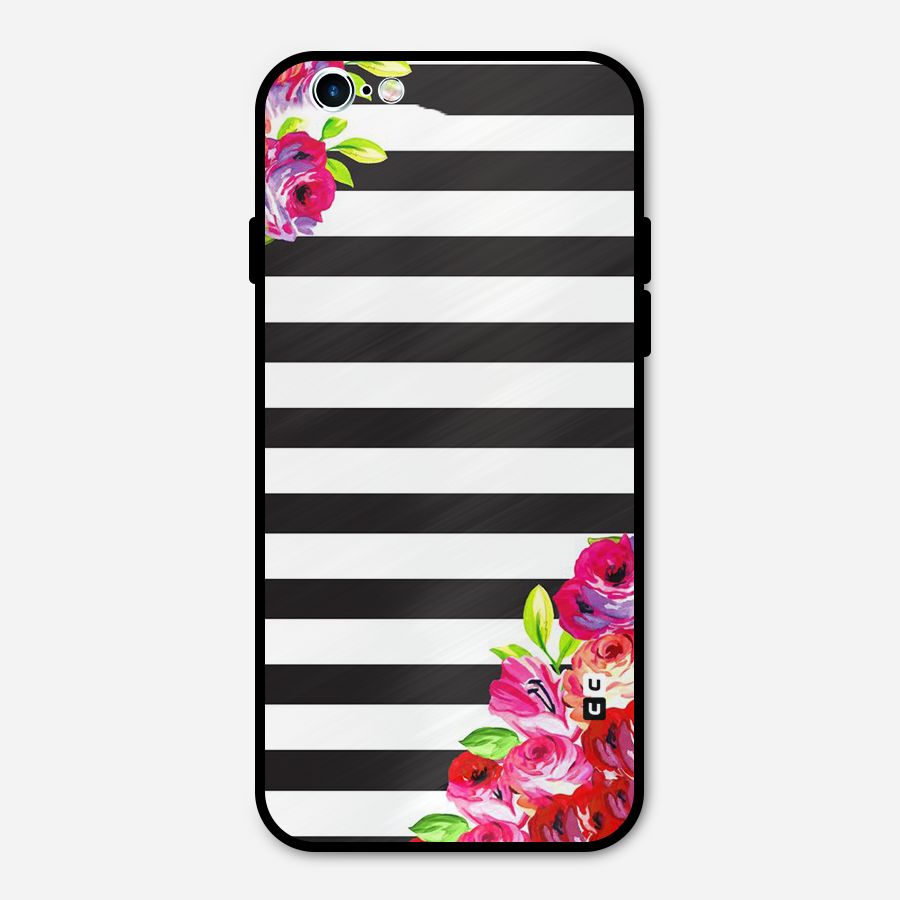 Floral Stripes Metal Back Case for iPhone 6 6s