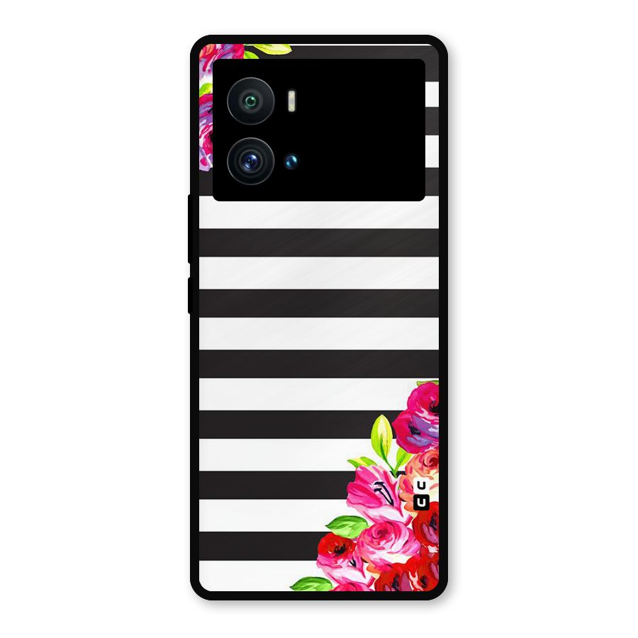Floral Stripes Metal Back Case for iQOO 9 Pro