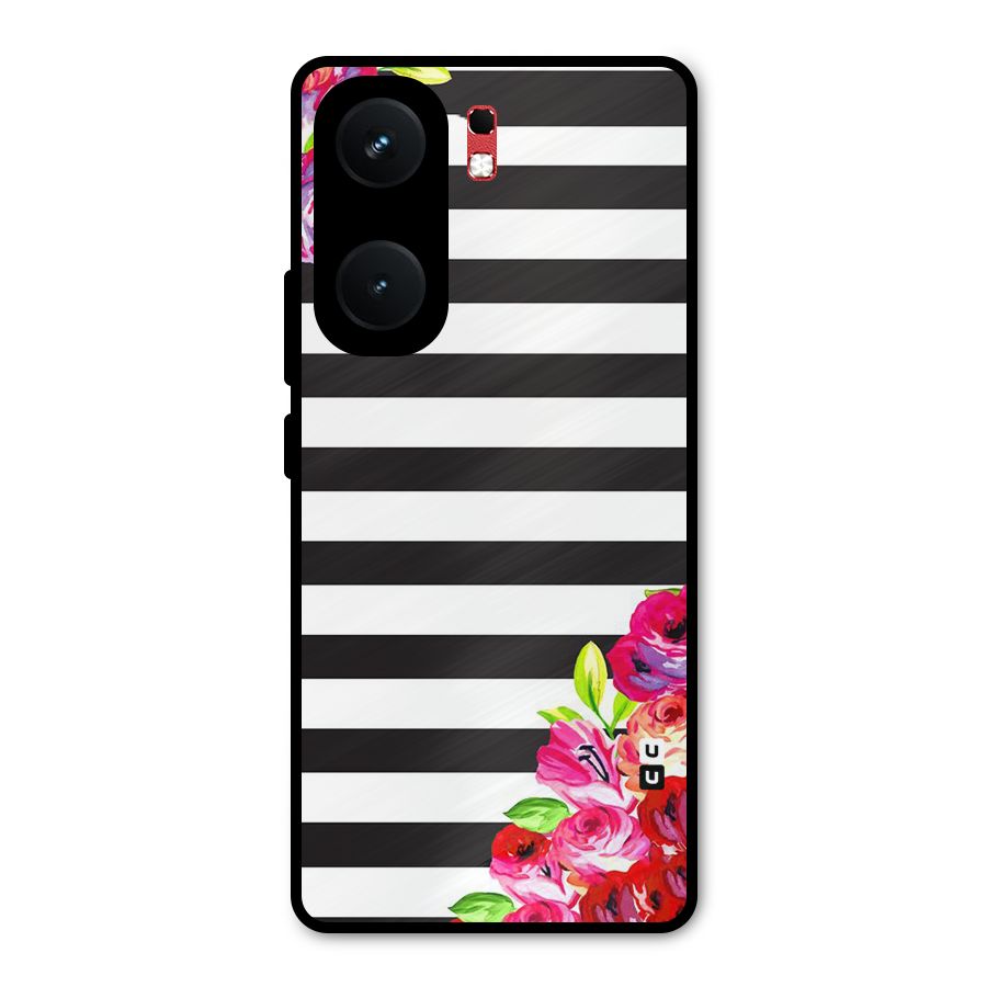 Floral Stripes Metal Back Case for iQOO Neo 9 Pro