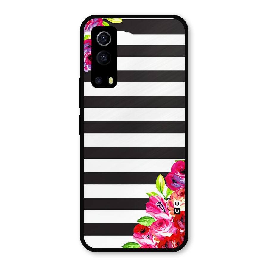 Floral Stripes Metal Back Case for iQOO Z3