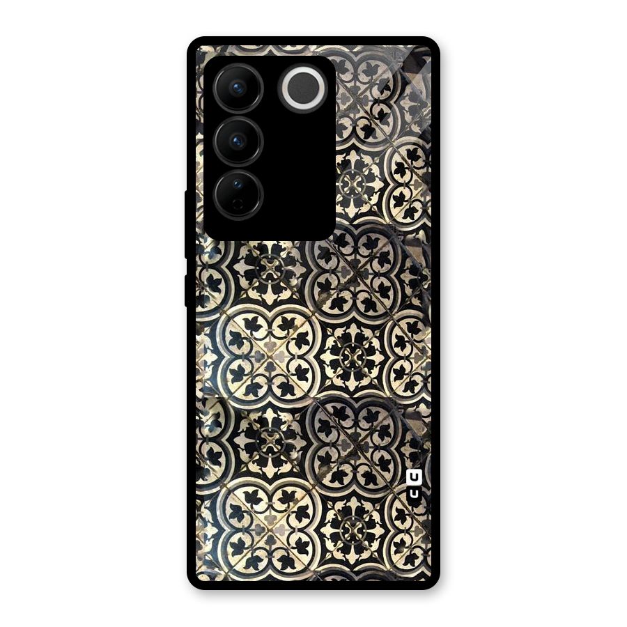Floral Tile Glass Back Case for Vivo V27
