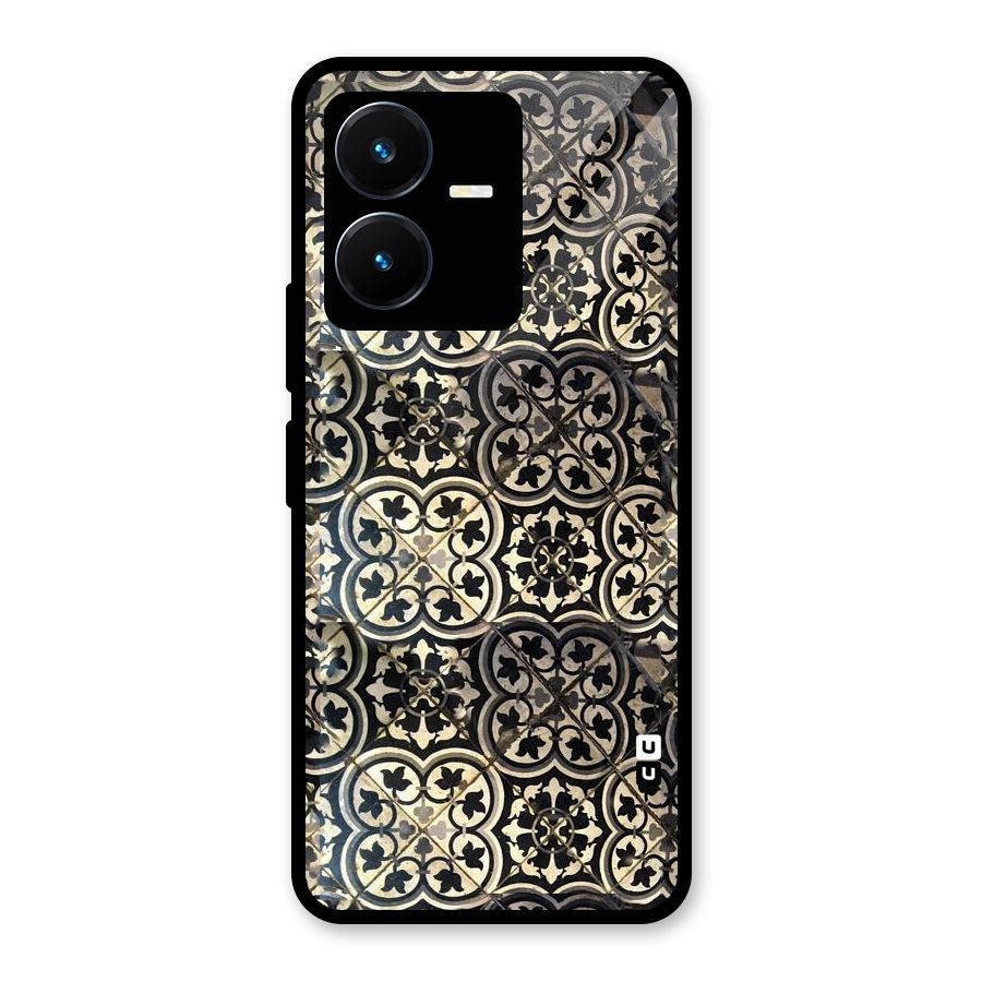 Floral Tile Glass Back Case for Vivo Y22s