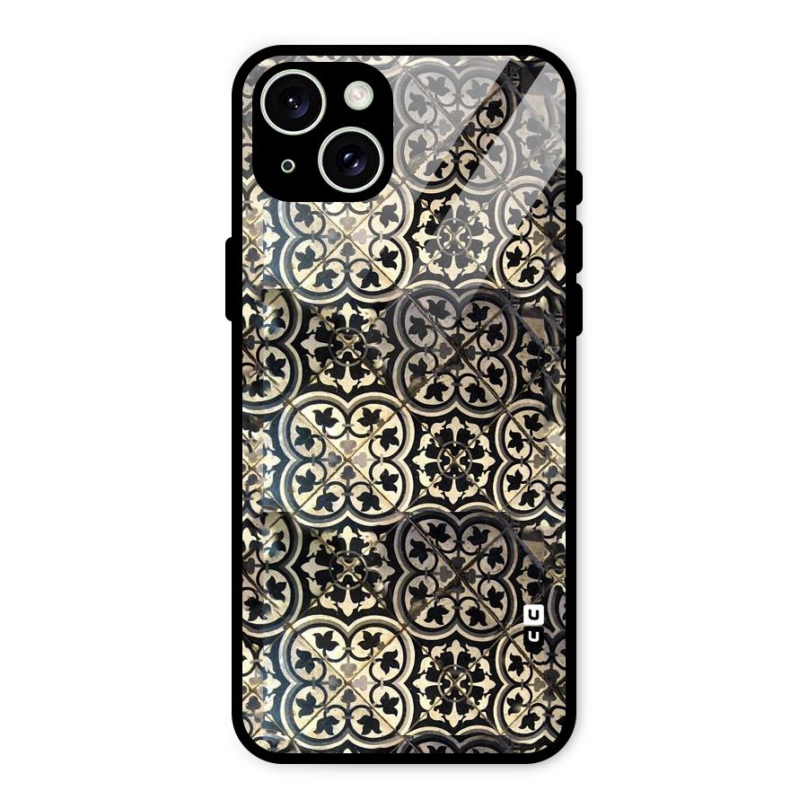Floral Tile Glass Back Case for iPhone 15 Plus