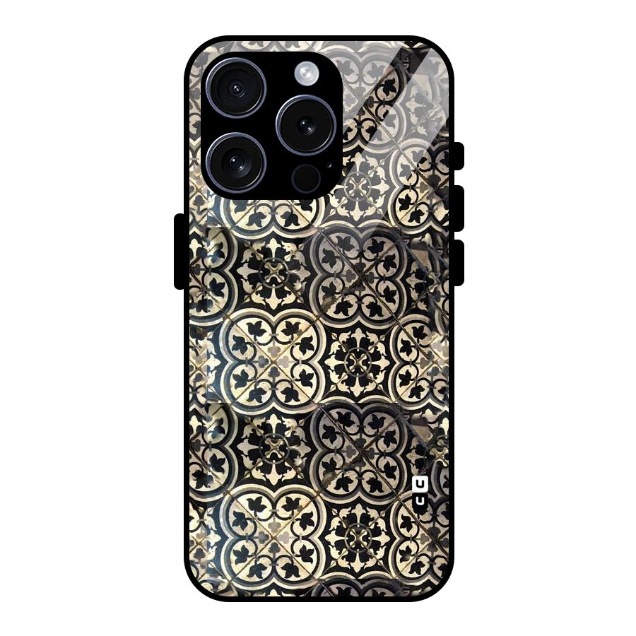 Floral Tile Glass Back Case for iPhone 15 Pro