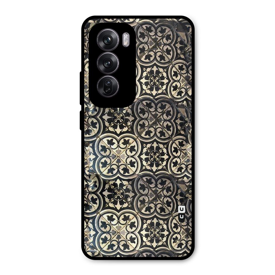 Floral Tile Metal Back Case for Oppo Reno12 Pro