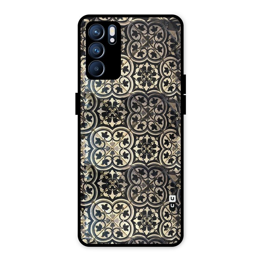 Floral Tile Metal Back Case for Oppo Reno6 5G