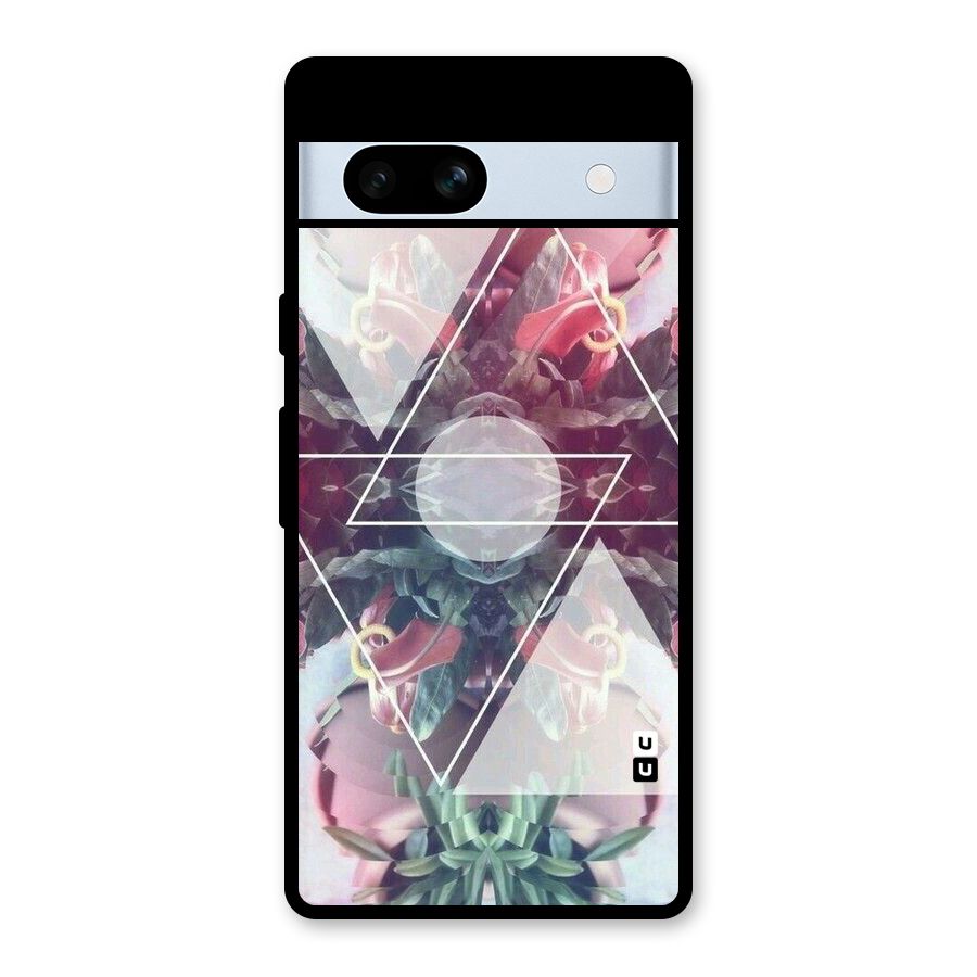 Floral Triangle Glass Back Case for Google Pixel 7a