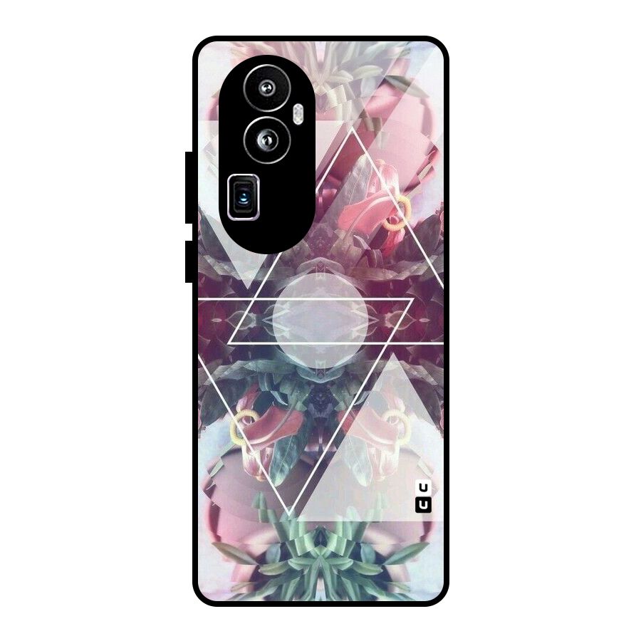 Floral Triangle Glass Back Case for Oppo Reno10 Pro Plus