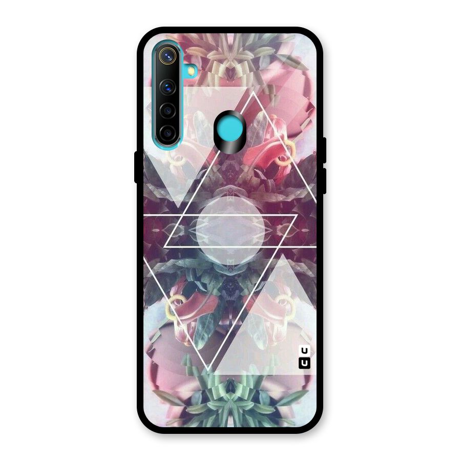 Floral Triangle Glass Back Case for Realme 5