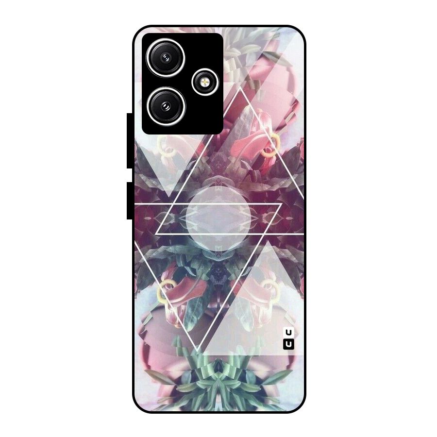 Floral Triangle Glass Back Case for Redmi 12 5G