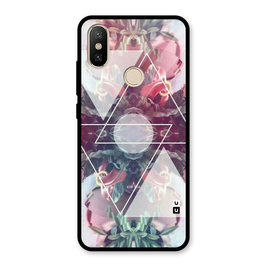 Floral Triangle Glass Back Case for Redmi A2