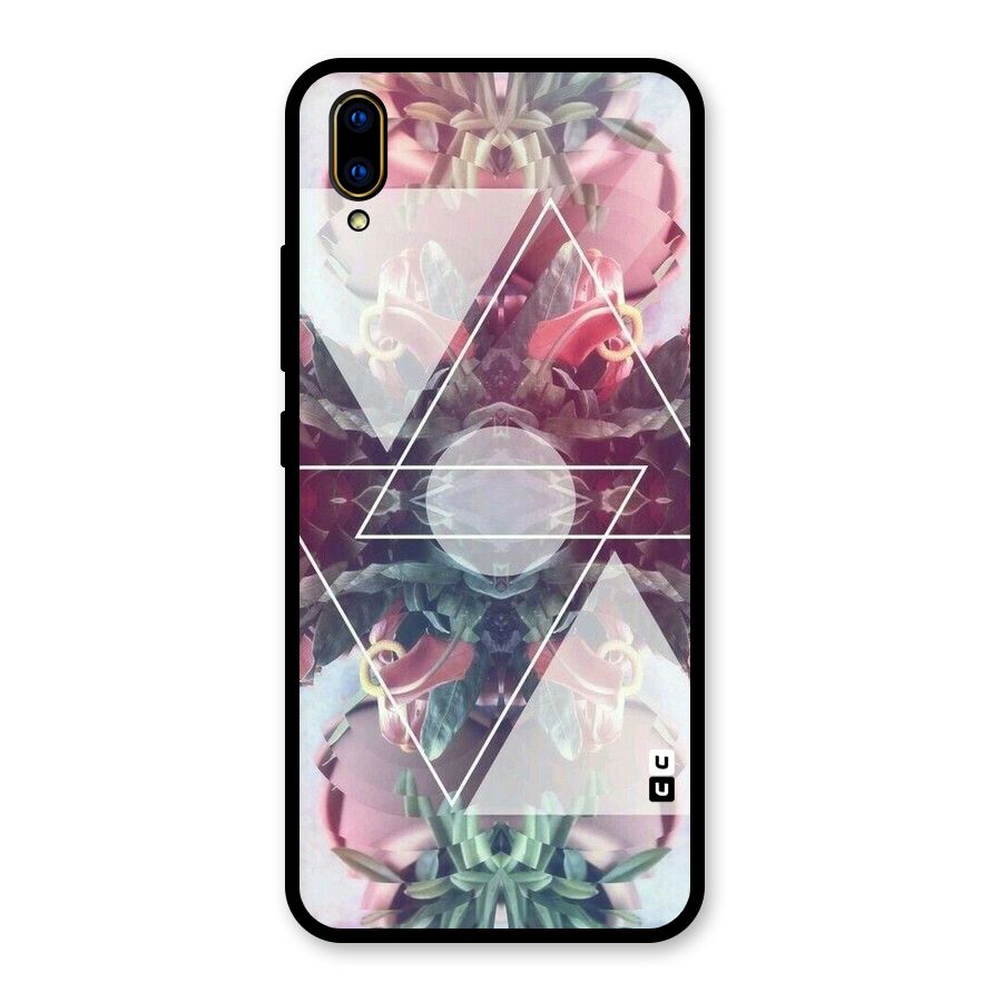 Floral Triangle Glass Back Case for Vivo V11 Pro