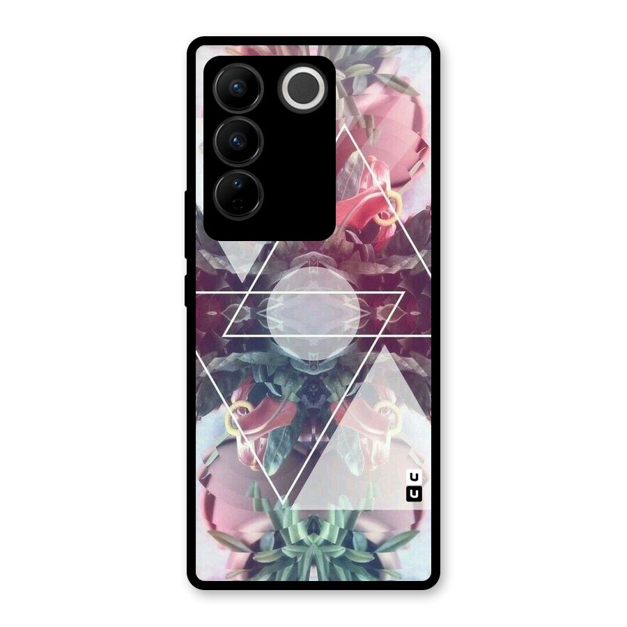 Floral Triangle Glass Back Case for Vivo V27